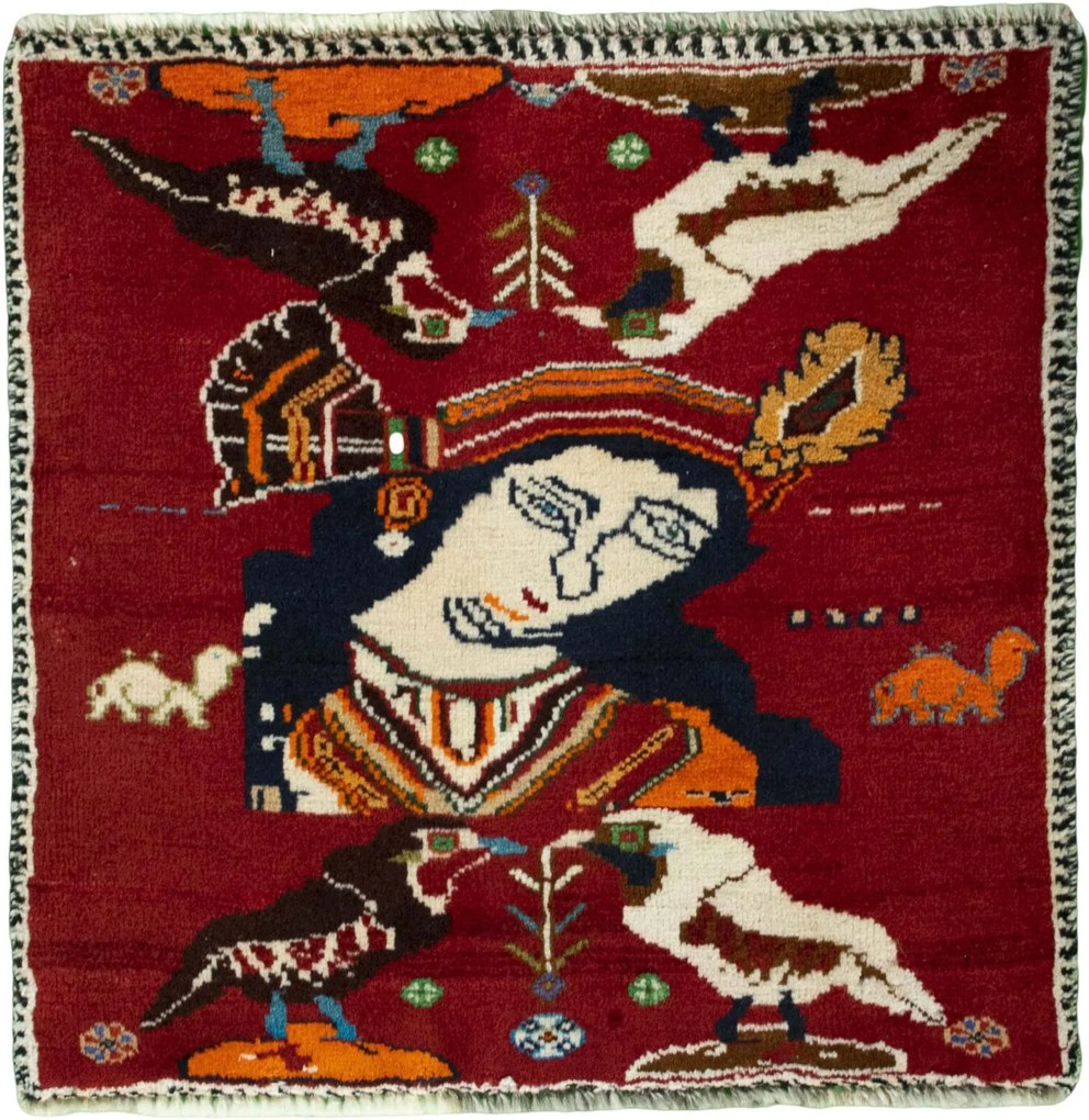 Shiraz Tappeto persiano 60 x 60 Rosso (Iran) Annodato A Mano