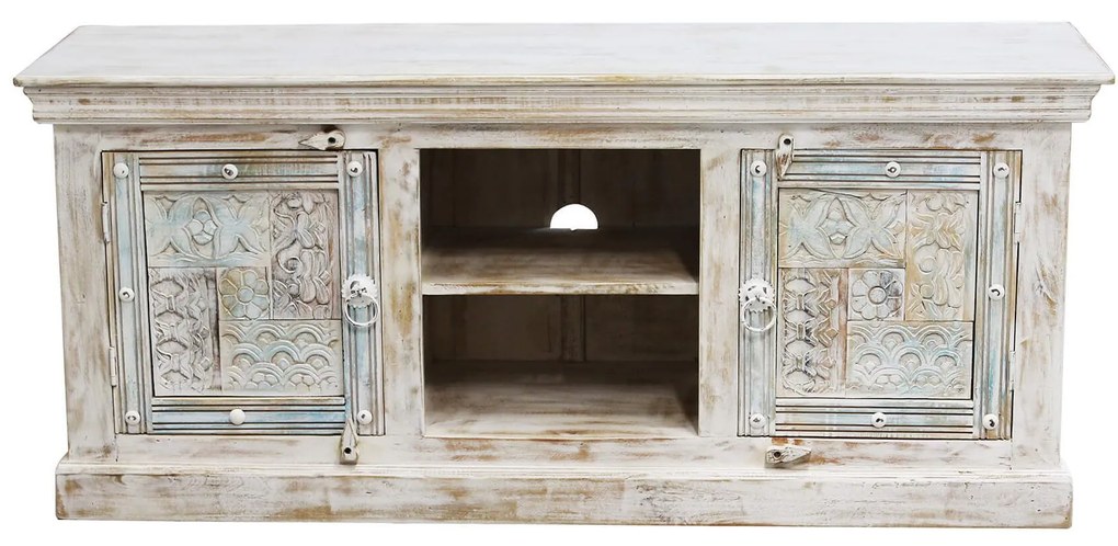 ETER - porta tv legno di mango bianco