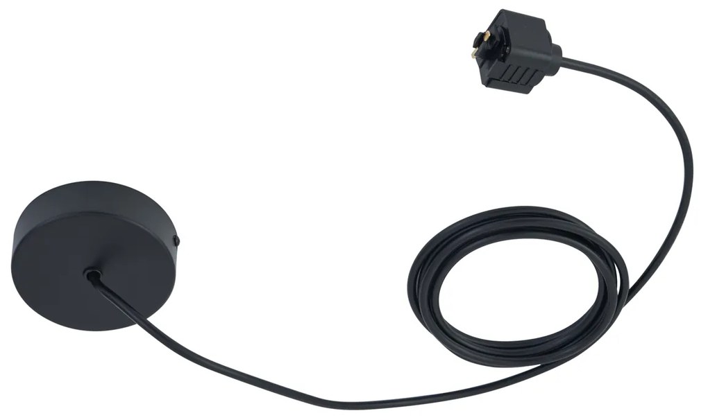 Alimentatore per binario monofase con piastra di montaggio rotonda nero - Iconic
