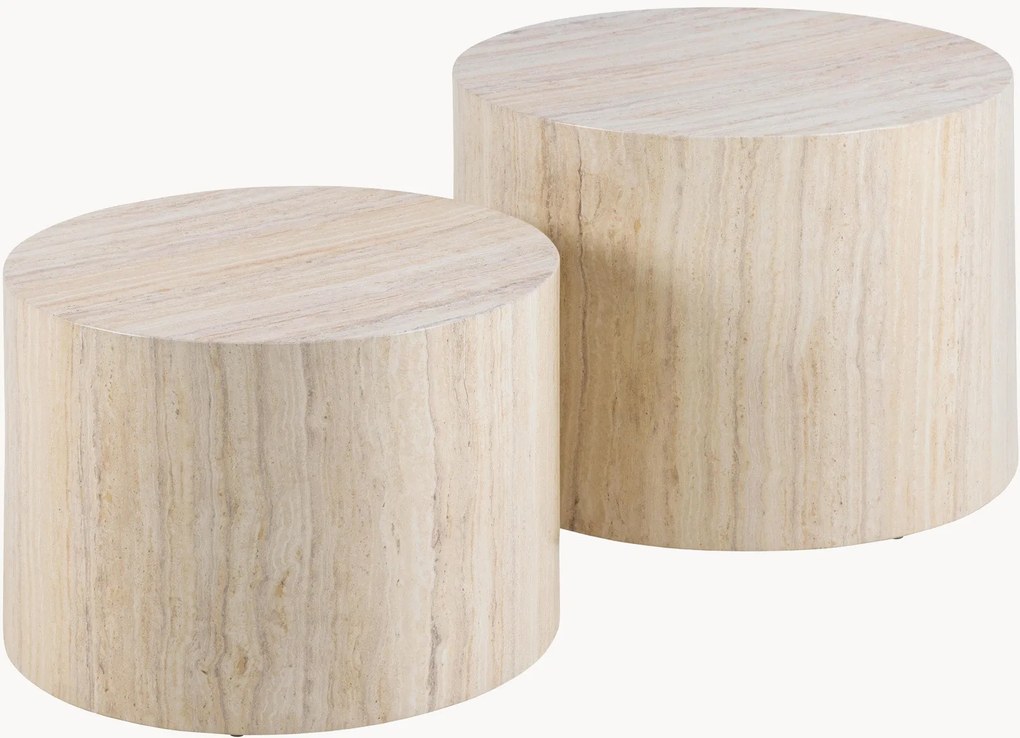 Set di 2 tavolini da salotto effetto travertino Dice