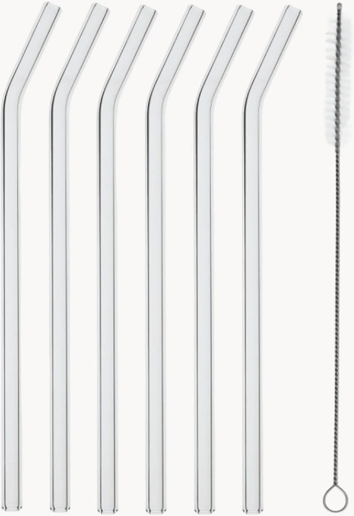 Set di 6 cannucce in vetro borosilicato Basic