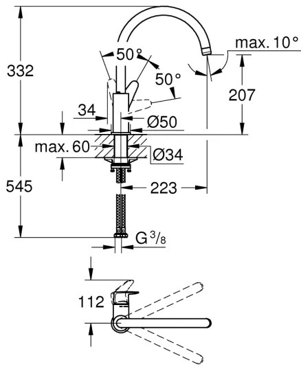 GROHE 31554001 - Miscelatore per lavello START CURVE cromo lucido