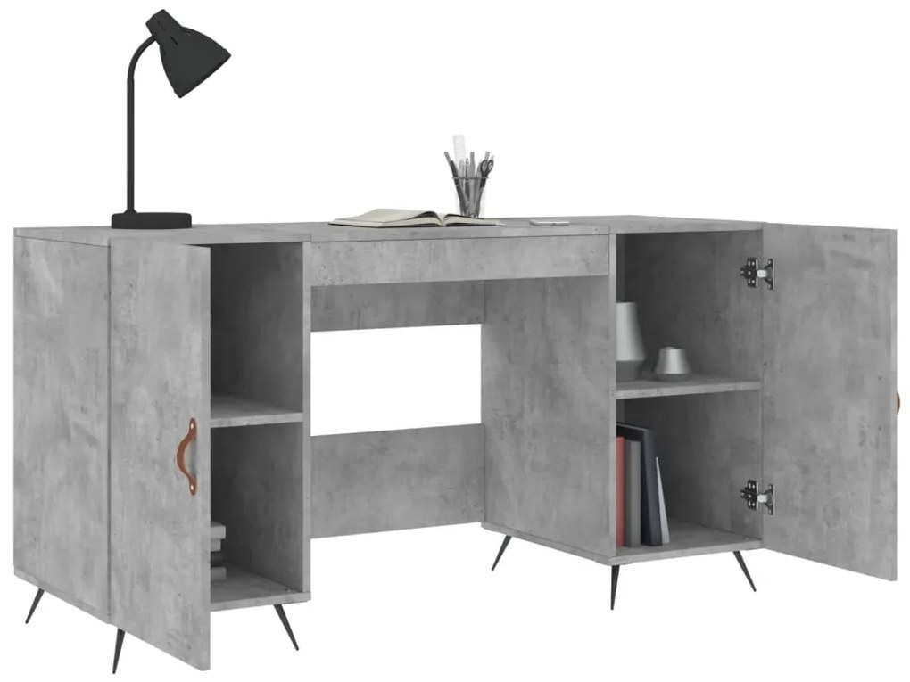 Scrivania grigio cemento 140x50x75 cm in legno multistrato