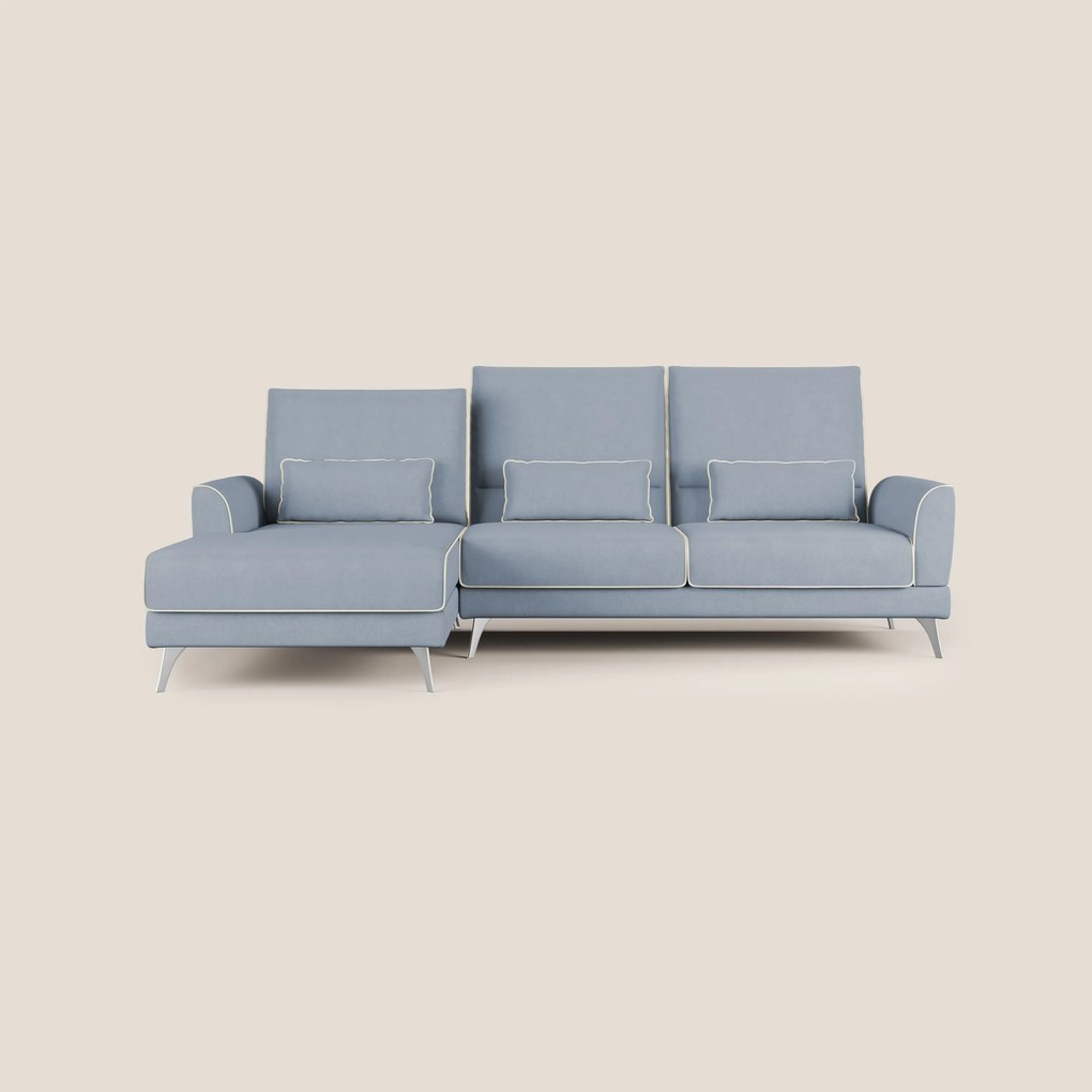 Tommy Divano angolare bicolore con relax e schienali traslanti in microfibra smacchiabile T11 carta da zucchero - bianco
