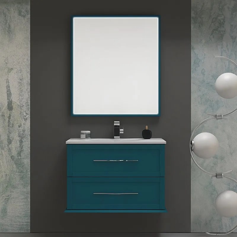 Mobile bagno con lavabo L 74 cm blu petrolio per vasca centrale Tiffany