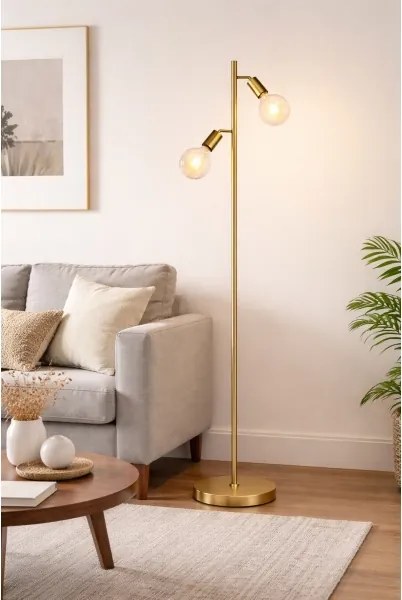 Lampada da terra LED 2xE27/7W/230V 2000K dorata