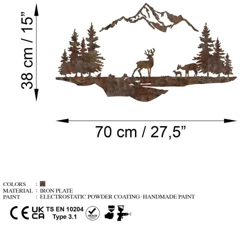 Decorazione da muro 2 pz 70x38 cm cervo metallo/marrone