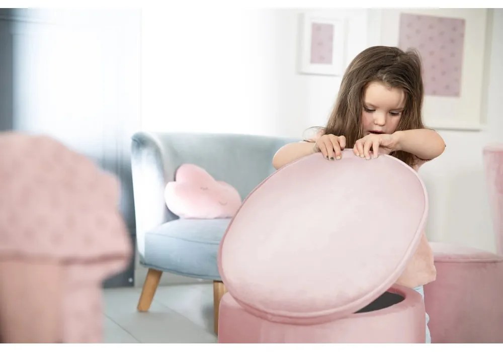 Pouf per bambini in velluto rosa chiaro Lil Sofa - Roba