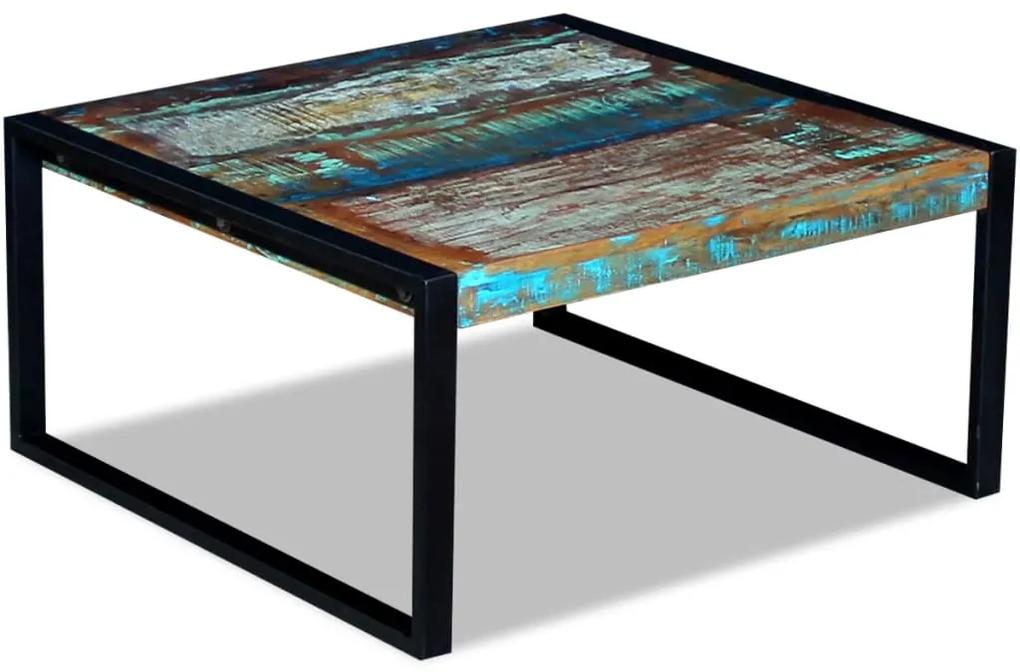 Tavolino da caffè in legno massello anticato 80x80x40 cm