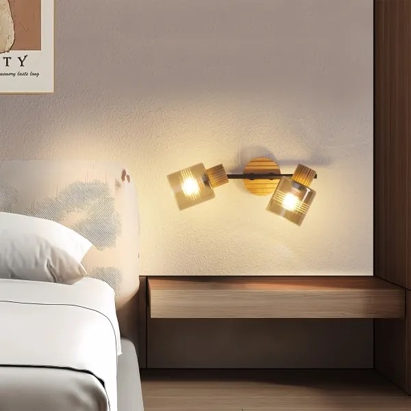 Brilagi - Faretto HYGGE 2xE14/15W/230V legno di gomma/fumé