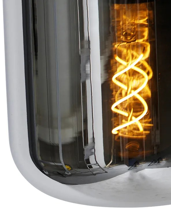 Lampada a sospensione di design nera con vetro fumé 3 luci - Bliss