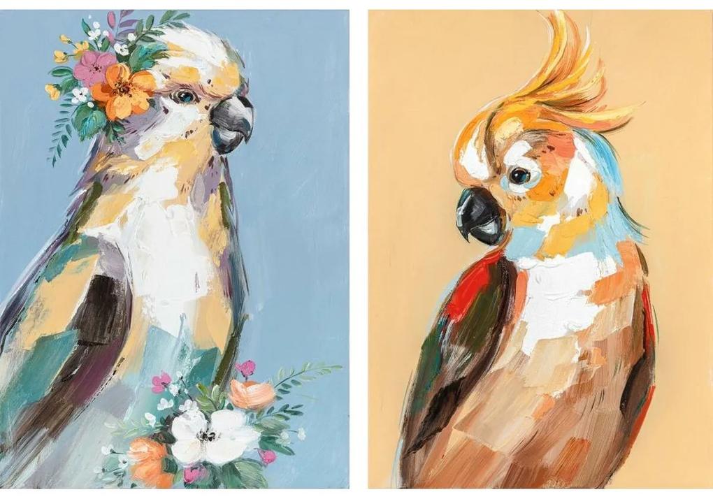 Tela DKD Home Decor Uccello Pappagallo Moderno (50 x 2,7 x 70 cm) (2 Unità)
