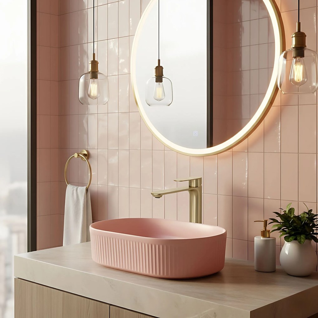 Rubinetto da lavabo Rea Drop Brush Gold High