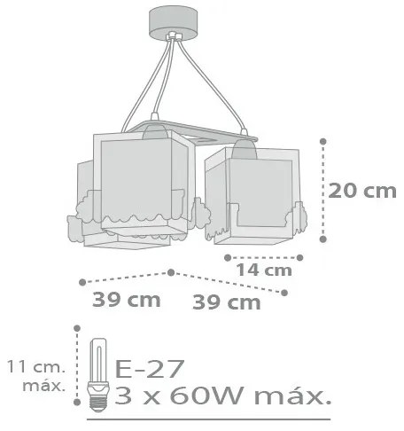 Dalber D-63534 - Lampadario per bambini TRAIN 3xE27/60W/230V