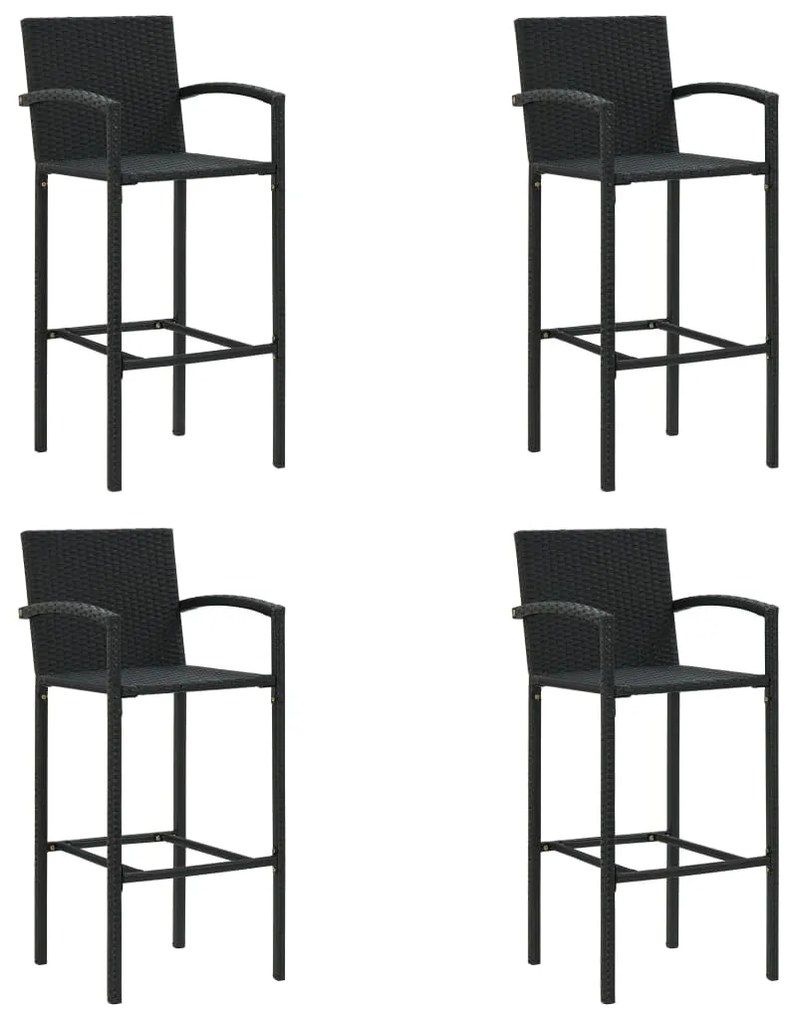 Sgabelli Da Bar 4 Pz Neri İn Polyrattan /