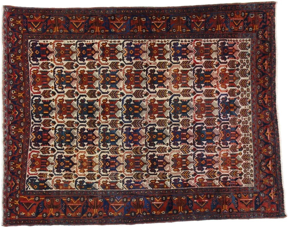 Afshar Tappeto 190x150 Rosso (Iran) Annodato A Mano