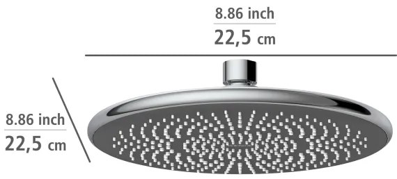 WENKO 24926100 - Soffione doccia WATERSAVING SYSTEM 22,5x22,5 cm cromo lucido/grigio