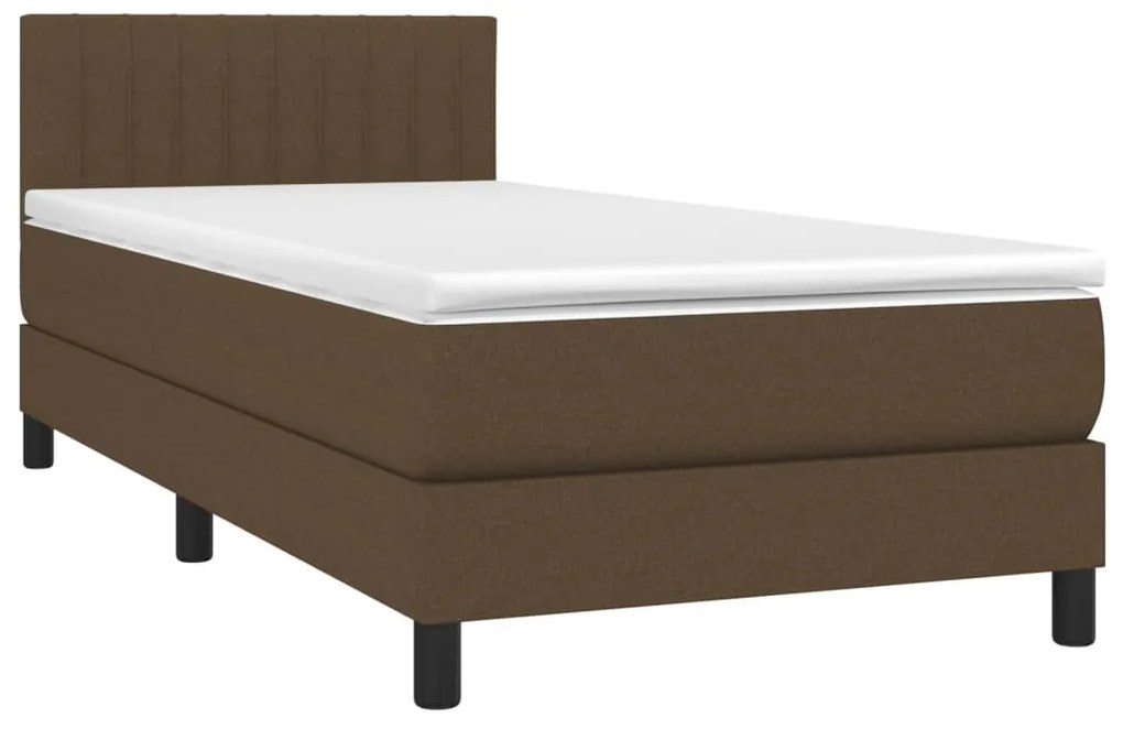 Giroletto a molle con materasso marrone scuro 90x200 cm tessuto