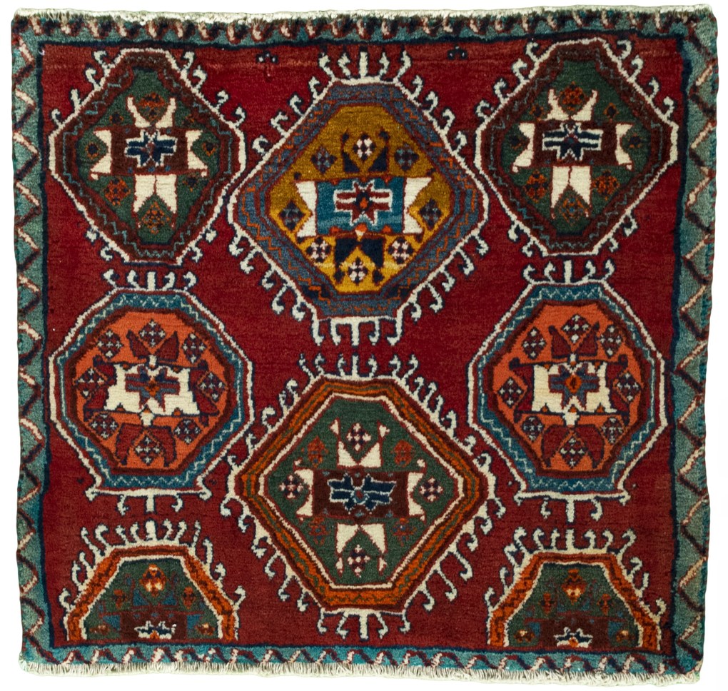 Shiraz Tappeto 60x70 Rosso (Iran) Annodato A Mano