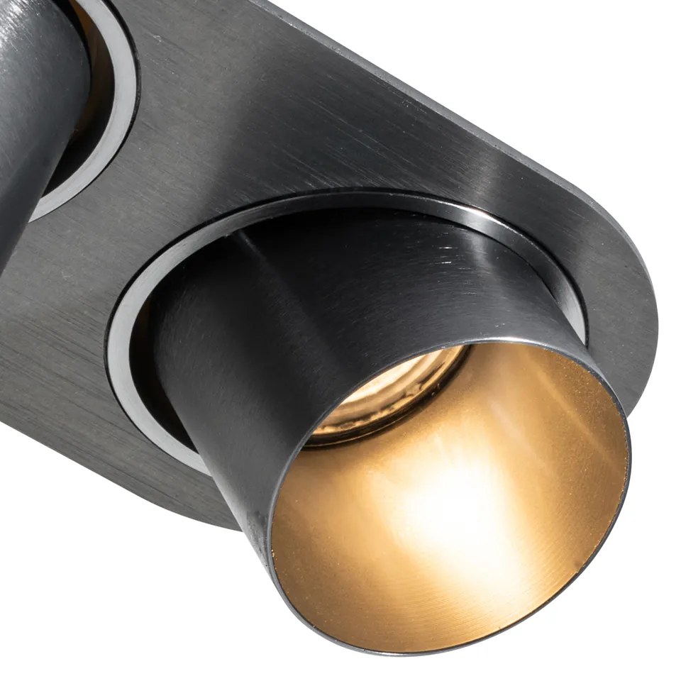 Set di 6 faretti da incasso color canna di fucile GU10 50mm 2-Luci - Installa
