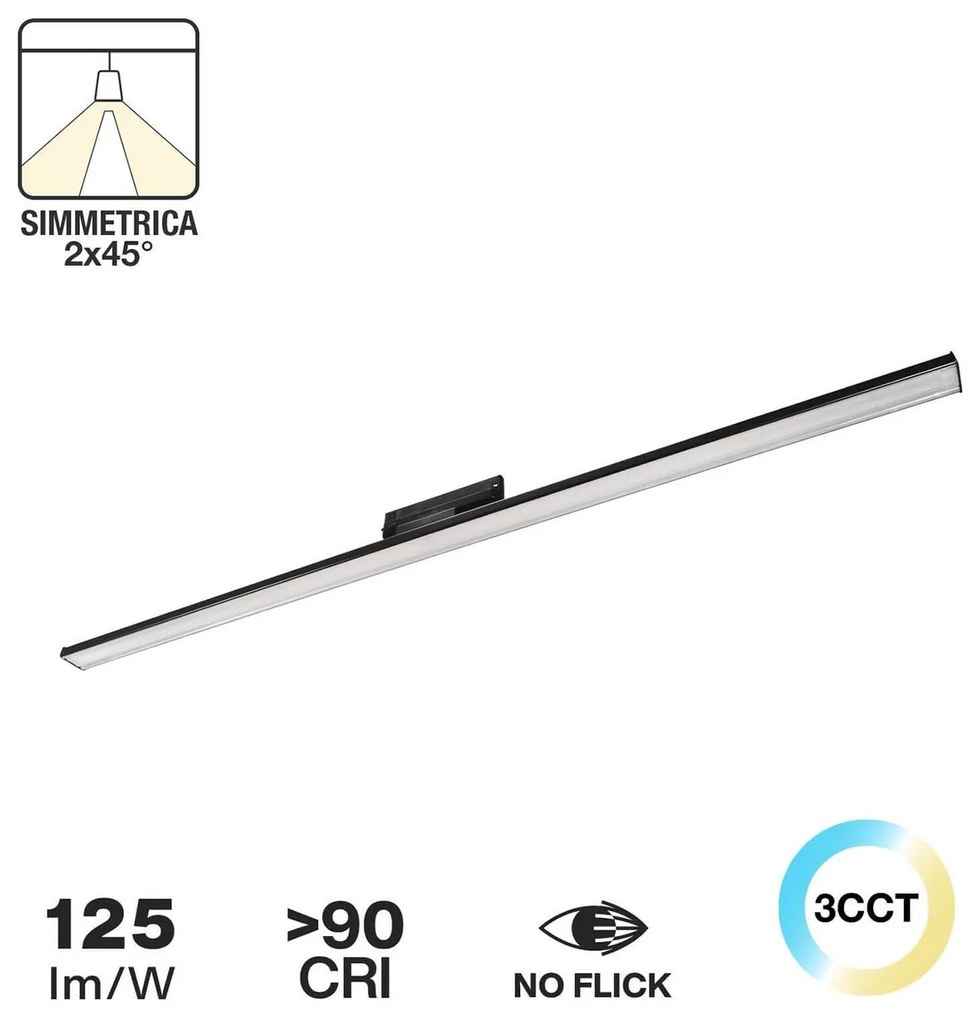 Lampada LED Lineare 42W binario Trifase 120cm simm. 2x45° con driver Philips Colore Bianco Variabile CCT