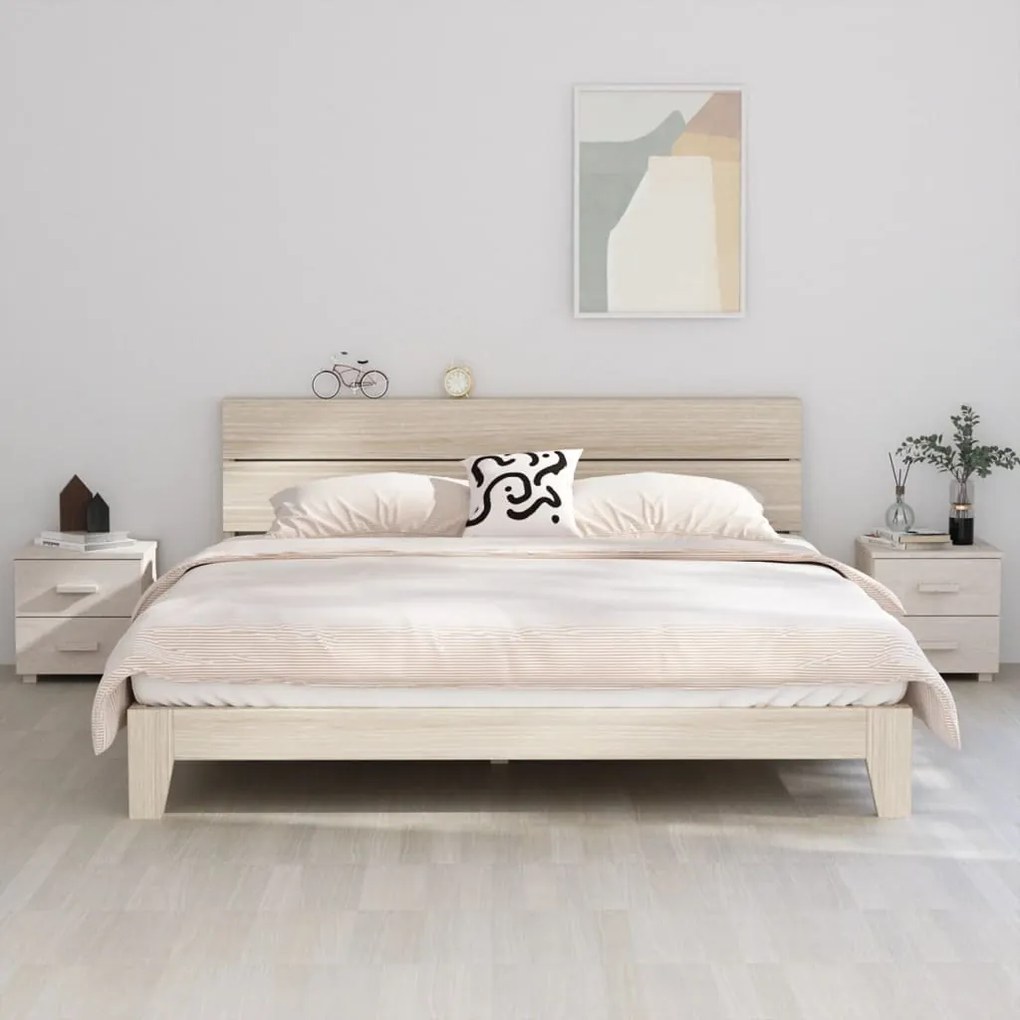 Comodini Hamar 2 Pz Bianchi 40x35x44,5 Cm İn Legno Di Pino /