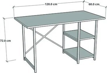 Scrivania Stile Industrial 120x60x72 Con Ripiani Laterali Adam Antracite