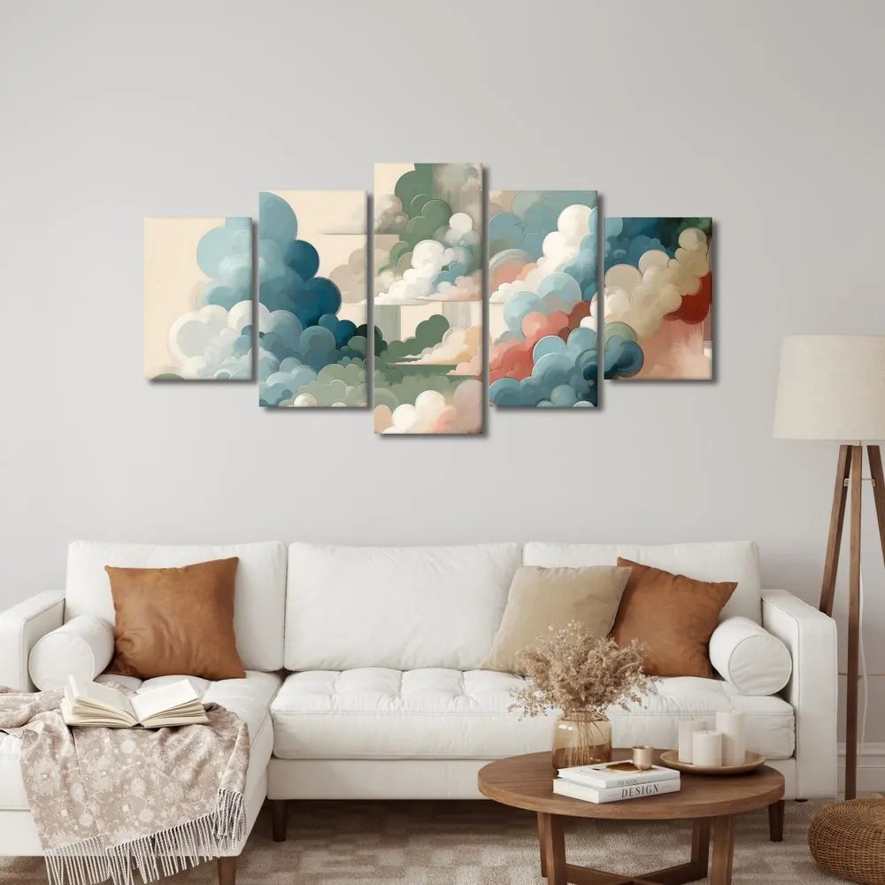 Quadri 5 pezzi – Nuvole colorate in sogno astratto