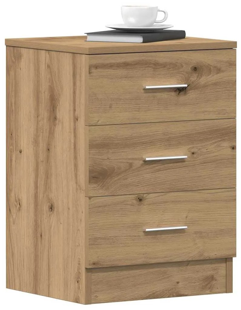 Comodini 2 Pz Rovere Artigianale 38x35x55 Cm Legno Multistrato /