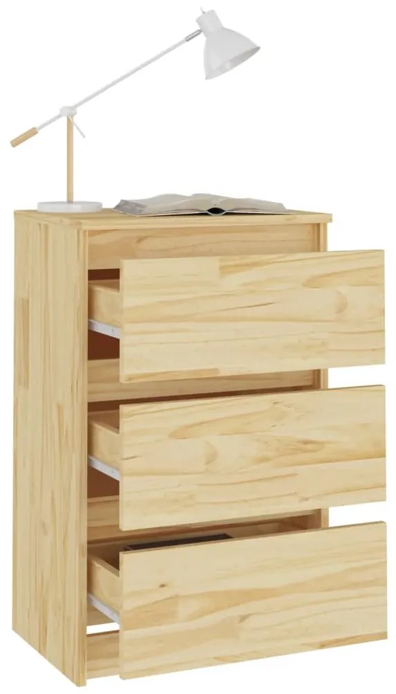 Comodini 2 pz 40x29,5x64 cm in legno massello di pino