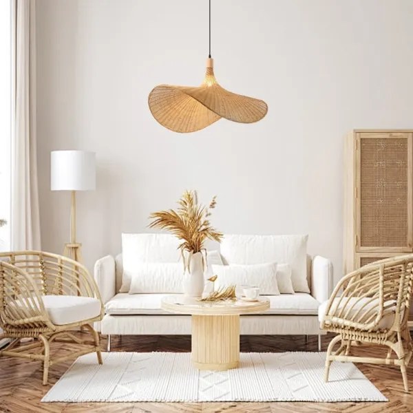 Immax 08290L - Lampadario a sospensione con filo SOMBRERO 1xE27/40W/230V diametro 80 cm rattan