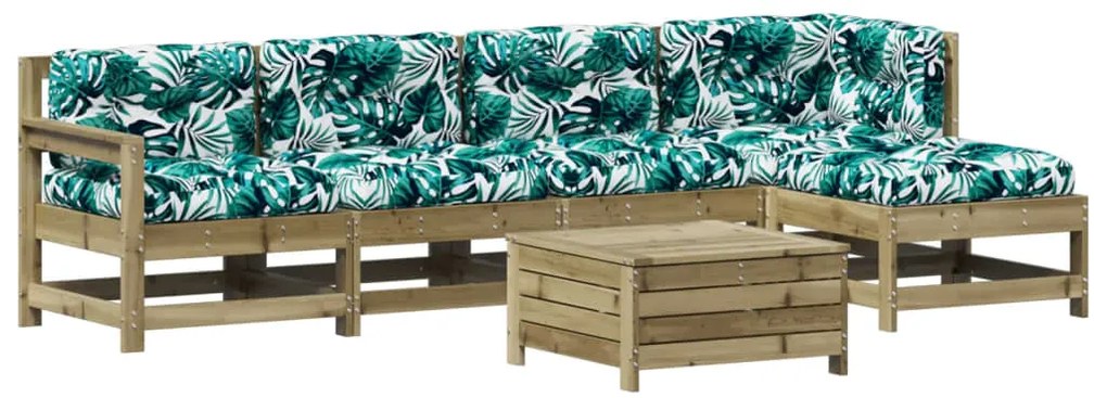 Set divani da giardino 6pz con cuscini legno impregnato di pino