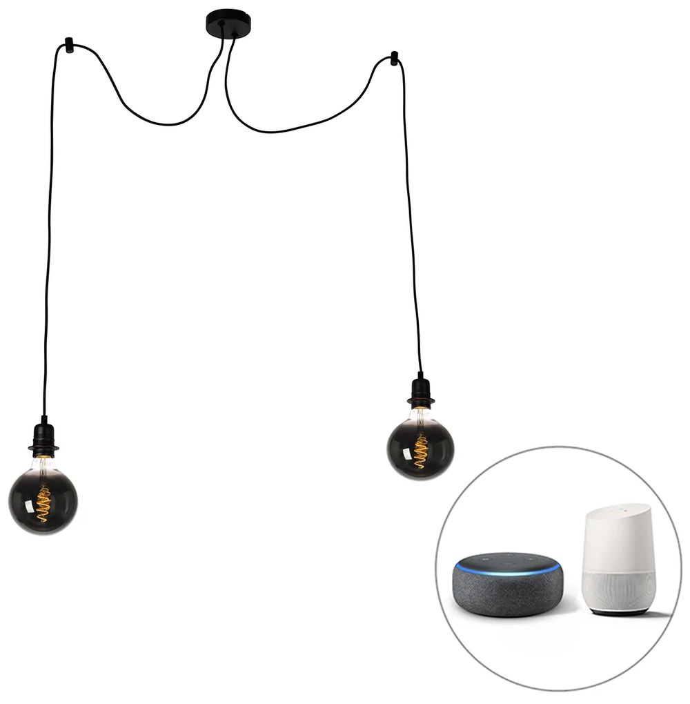 Lampada a sospensione intelligente nera incl. 2 Wifi G125 - Cava