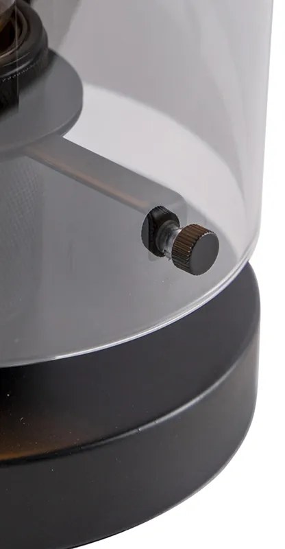 Lampada da tavolo di design nera con vetro fumé - Dome