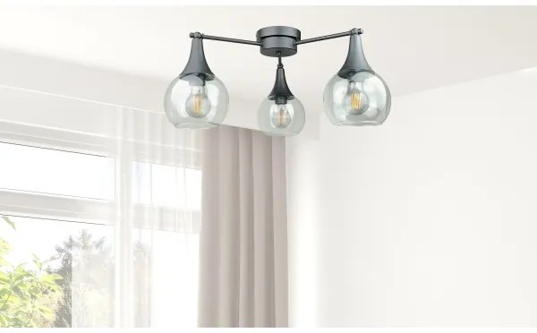 Lampadario a plafone STAR 3xE27/60W/230V nero/limpido