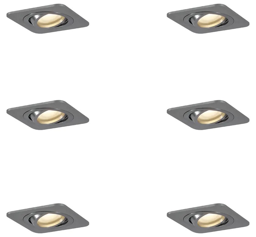 Set di 6 faretti da incasso arrotondati color canna di fucile GU10 50mm regolabili IP44 - Alberto