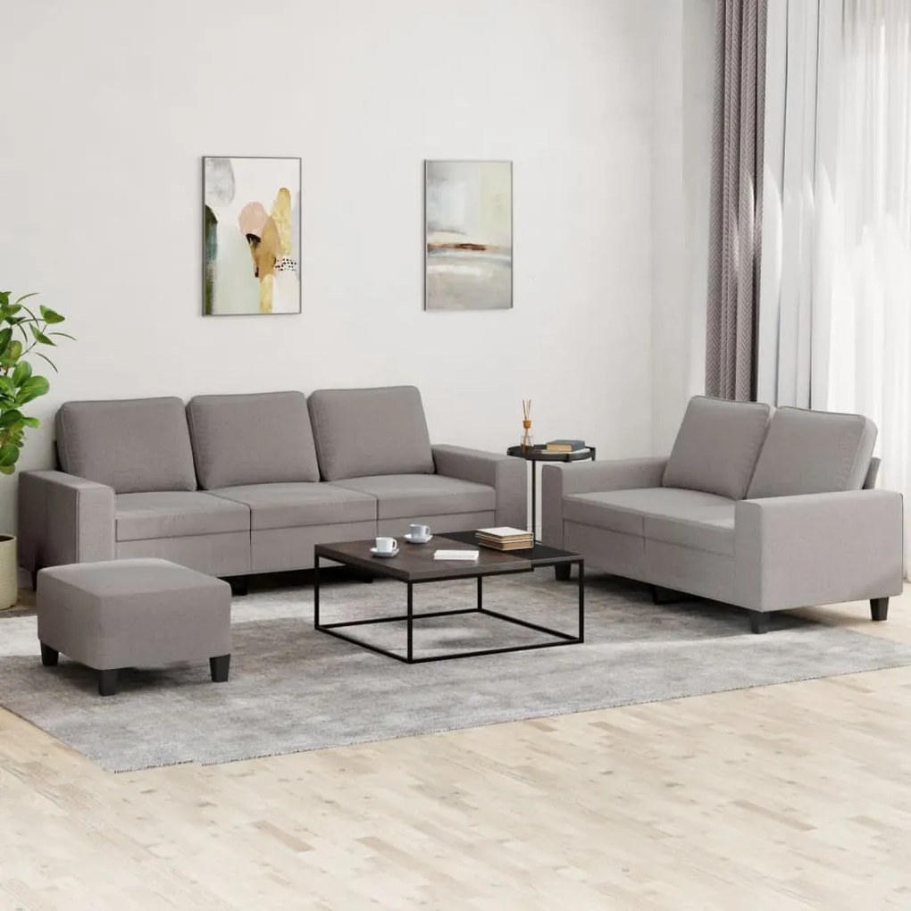 Set Di Divani 3 Pz Tortora İn Tessuto /
