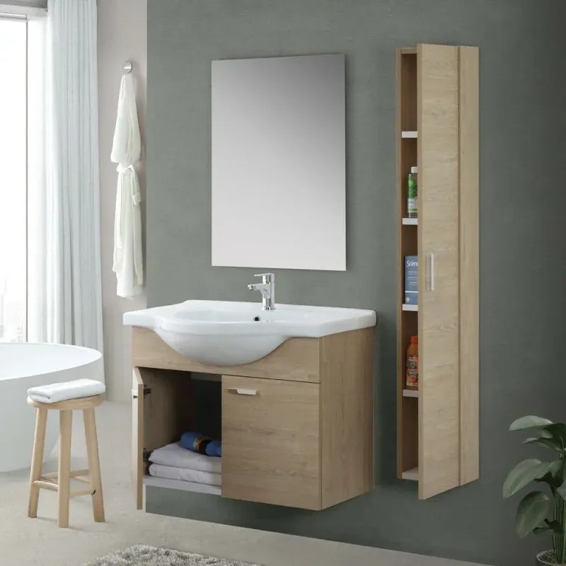Pensile bagno sospeso 150 cm rovere dolomite con anta reversibile Desya