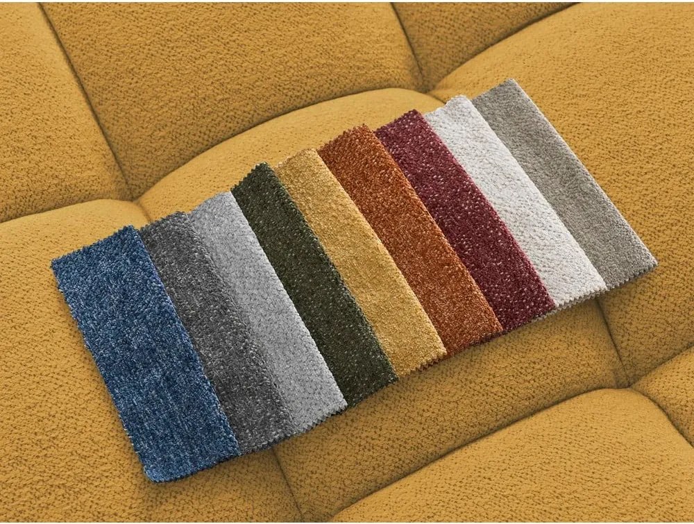 Divano angolare color senape allungabile e con contenitore (penisola a sinistra/a U) con rivestimento in ciniglia Everest – Bobochic Paris