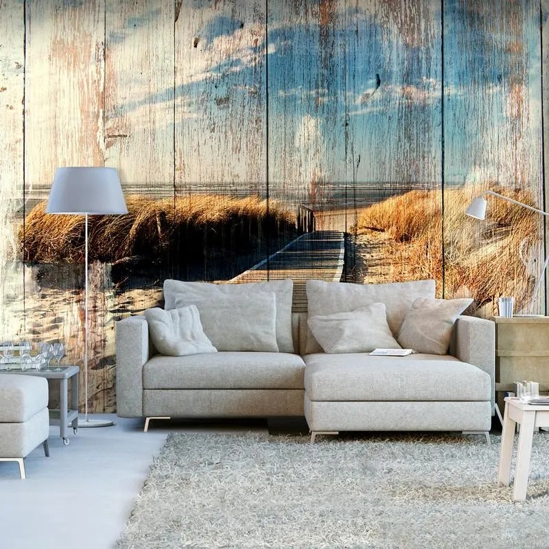 Fotomurale adesivo  Wooden Beach  Larghezza x Altezza Home decor 98x70