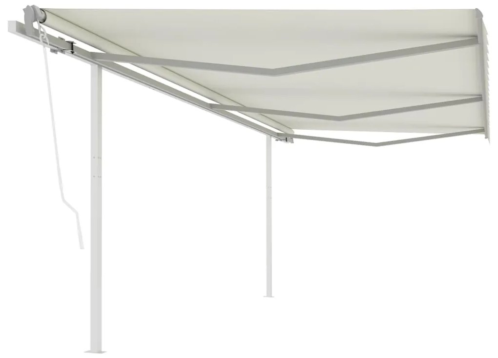 Tenda Da Sole Retrattile Automatica Con Pali 6x3 M Crema /