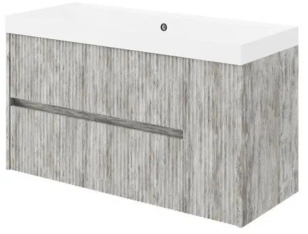 Mobile bagno con lavabo L 100 x H 50.5 x P 40 cm grigio antico in mdf, 1 anta 2 cassetti per vasca centrale Portofino