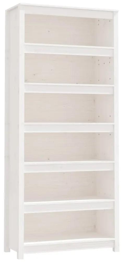 Libreria bianca 80x35x183 cm in legno massello di pino