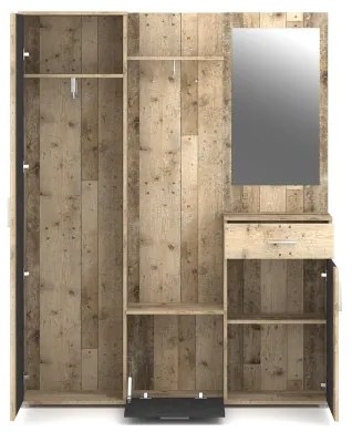 Mobile per ingresso con specchio NOLAN, marrone/grafite