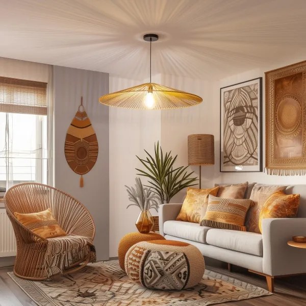 Brilagi - Lampadario LED a sospensione su cavo CERIA BOHO 1xE27/40W/230V Ø 90 cm marrone
