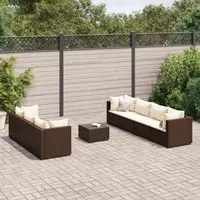 Set Divani da Giardino 8 pz con Cuscini in Polyrattan Marrone 3308033