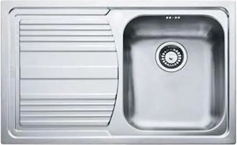 Lavello integrato 1 vasca in inox argento FRANKE Logica Line L 50 x L 86 cm, sgocciolatoio a sinistra
