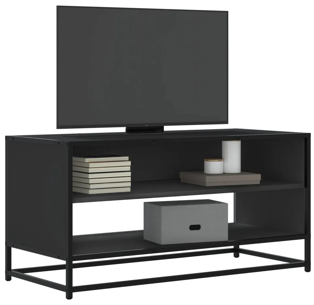Mobile Porta Tv Nero 91x40x46 Cm İn Truciolato E Metallo /
