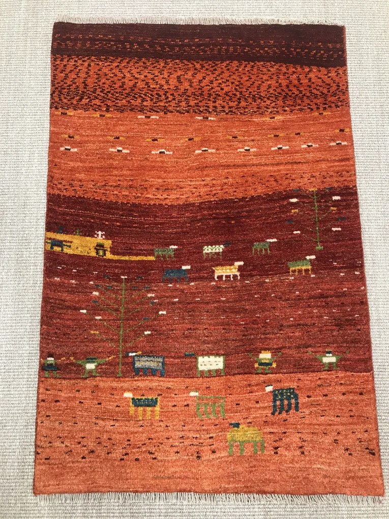 Gabbeh Tappeto persiano 120x80 Rosso (Iran) Annodato A Mano