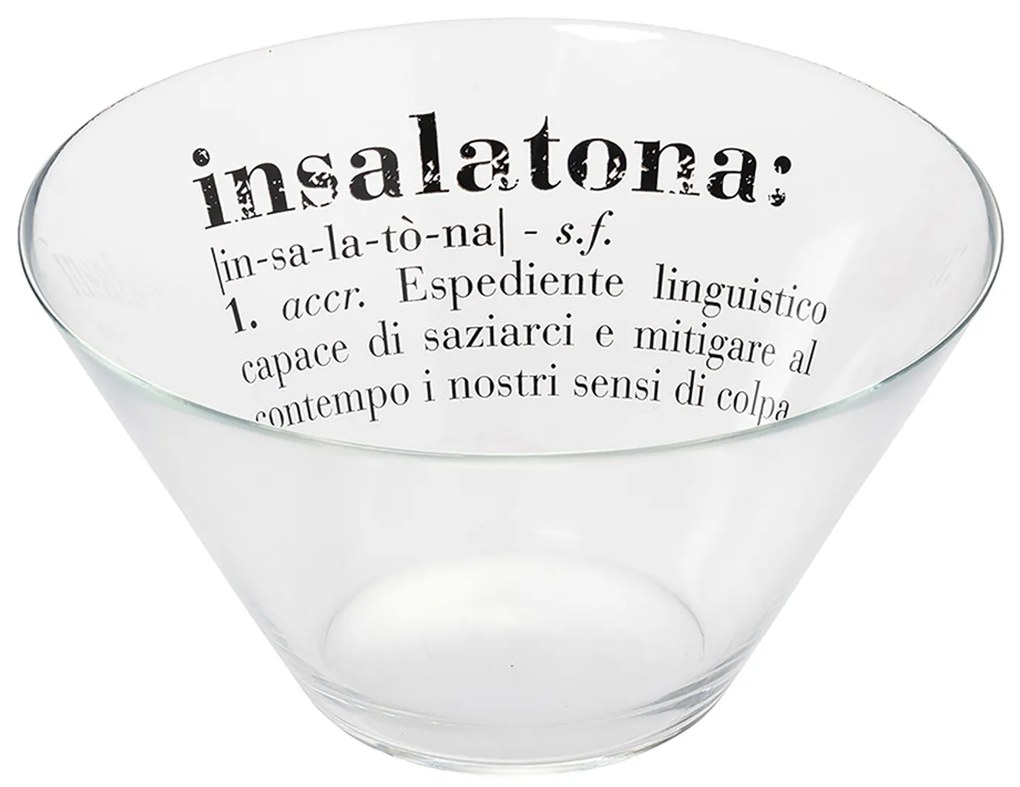 Insalatiera in vetro 27 cm con scritta Victionary